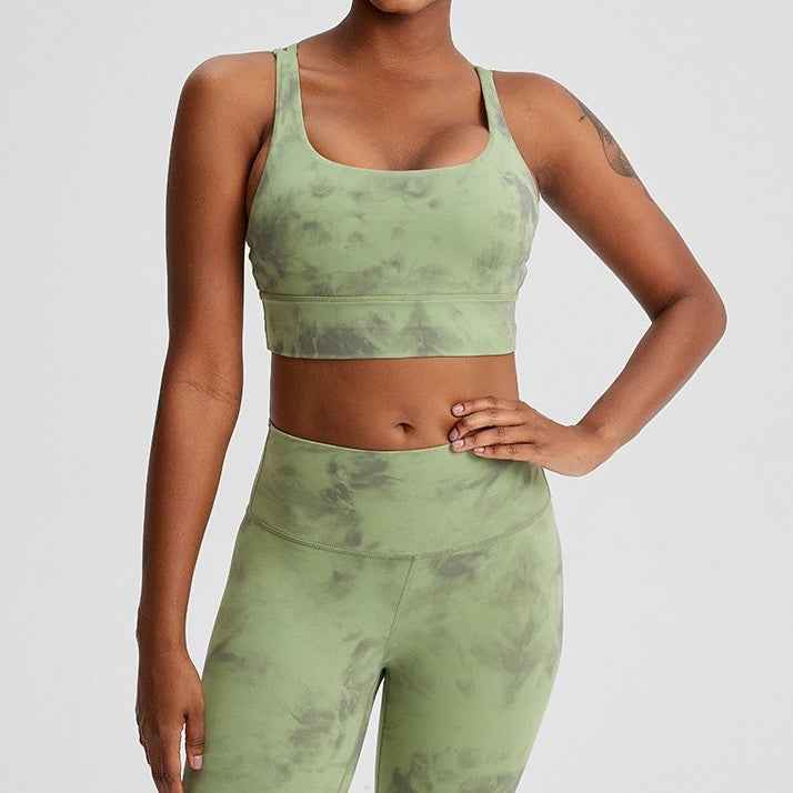 Summer Tie Dye Fitness Set Sports Bra with High Waisted Pants