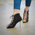 Black Rose Lace Up Dance Shoes Fashion Booties